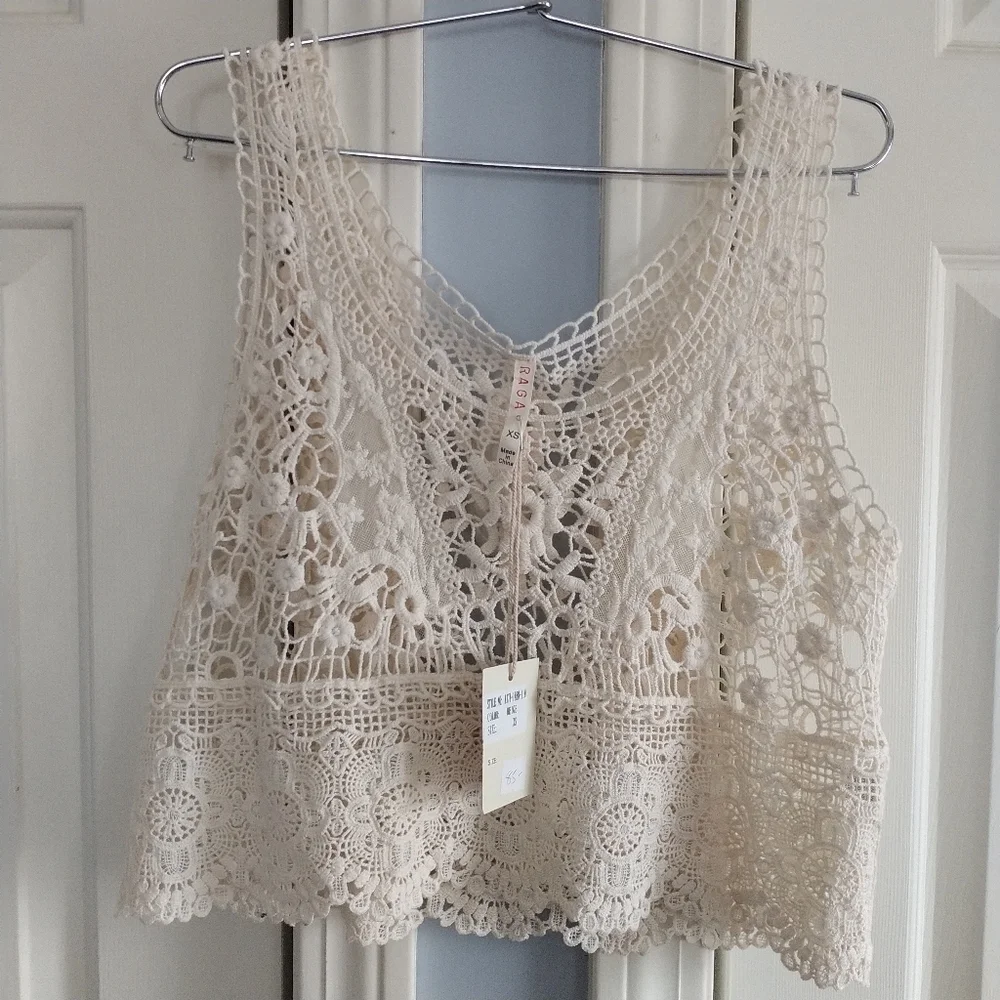 RAGA Beige Crochet Top XS - Picture 10 of 14
